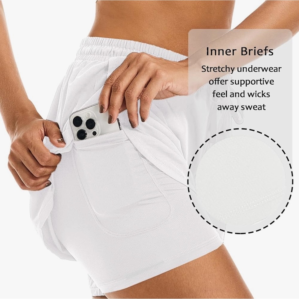 Women's White Athletic Shorts XXL